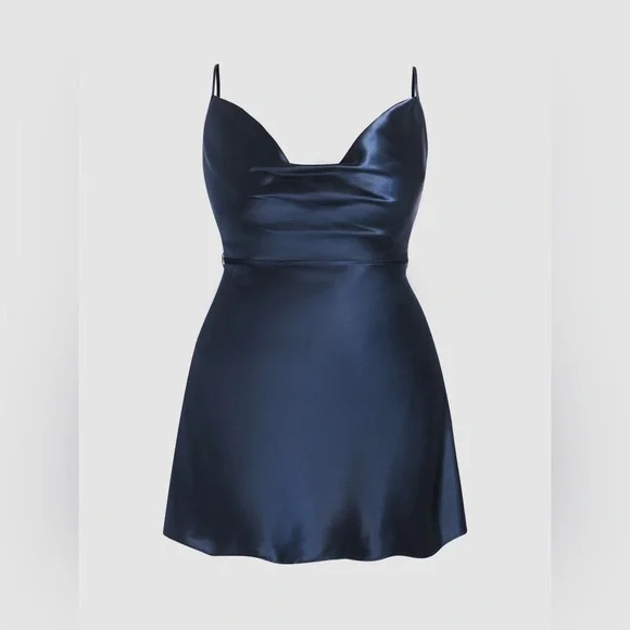 Cider| satin cowl neck mini dress - Picture 2 of 5